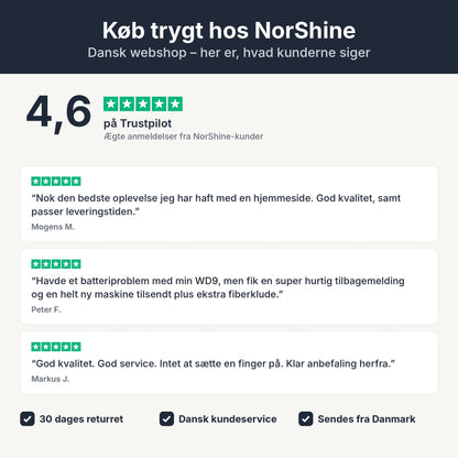DA – Køb trygt hos NorShine – 4,6 på Trustpilot