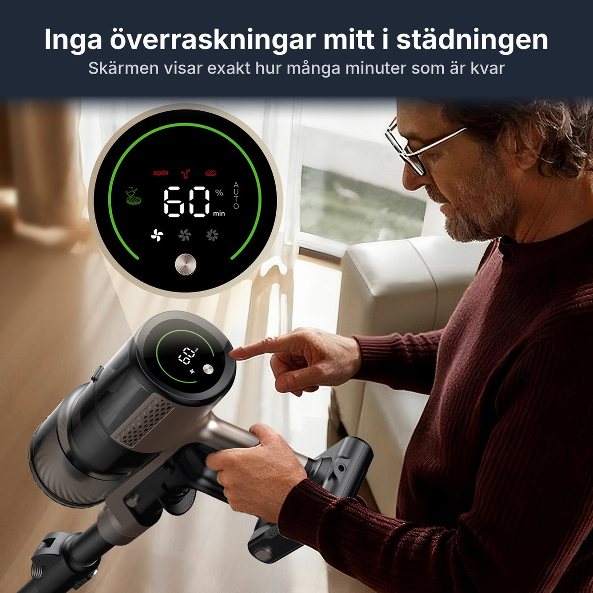 SV – Proscenic P20 skärm med återstående drifttid